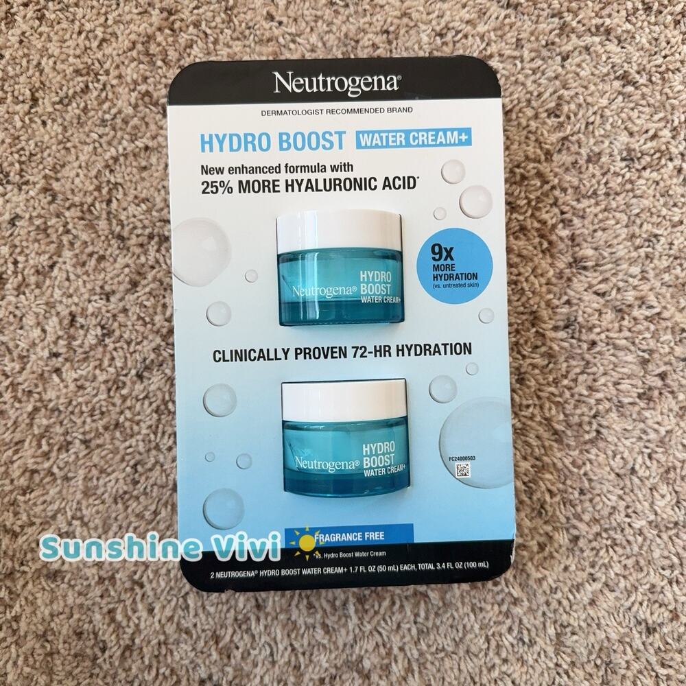 NEW Neutrogena Hydro Boost Water Cream 9x More Hydration 1.7 fl oz (50ml) x 2